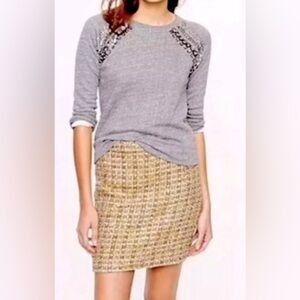 J.Crew Collection Tinsel Tweed Skirt Size 6 in Gold Sparkle Holiday